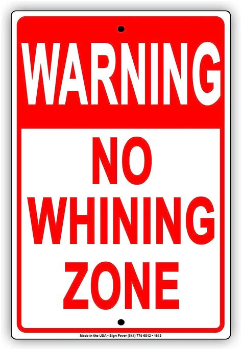 Señal De Metal Retro Con Texto En Inglés Warning No Whining Zone Gag