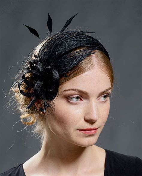 Black Fascinator With Feathers Made To Order Depending On Etsy Black Fascinator Fascinator