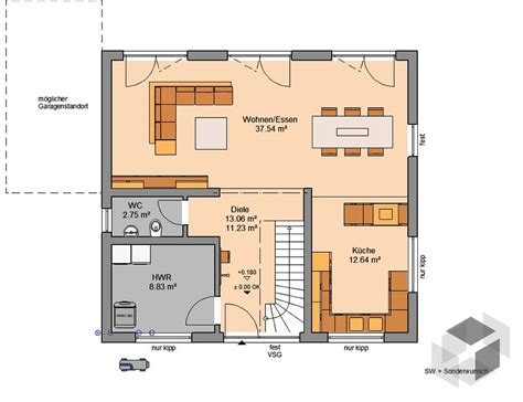 Raumaufteilung f разпределение на помещенията. Einfamilienhaus Architektenhaus Trend von Kern-Haus ...