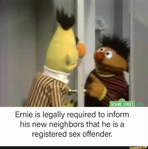 Sesame Street Ernie Is Legally Required To Inform His New Neighbors That He Is A Registered Sex
