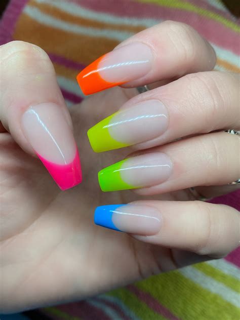 Neon Rainbow French Tip Nails Ubicaciondepersonascdmxgobmx