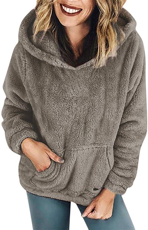 Hoodies For Women Ladies Oversize Winter Warm Pullover Long Sleeve Outerwear Fuzzy Casual Loose