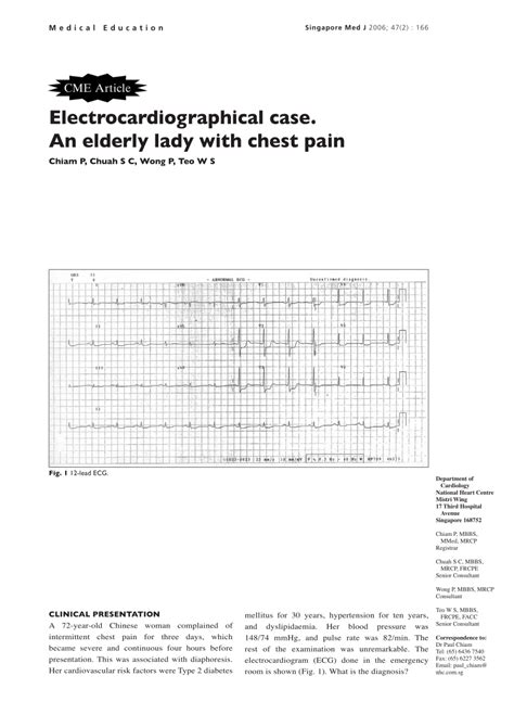 Pdf Electrocardiographical Case An Elderly Lady With Chest Pain