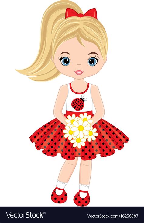 Cute Little Girl With Flowers Royalty Free Vector Image