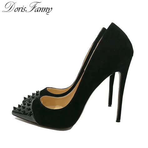 dorisfanny black sexy high heels bridal shoes 12cm 10cm 8cm wedding shoes stilettos heels plus