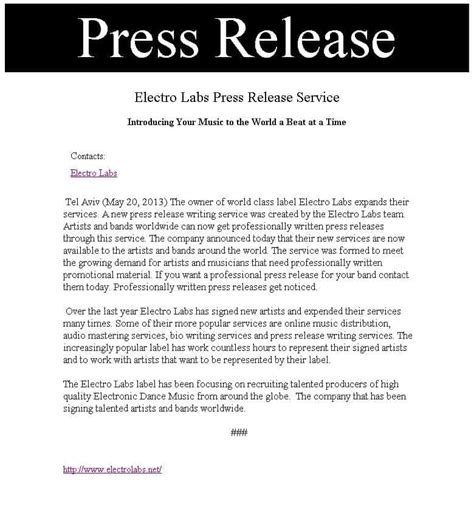 Free Press Release Template Word Excel Formats