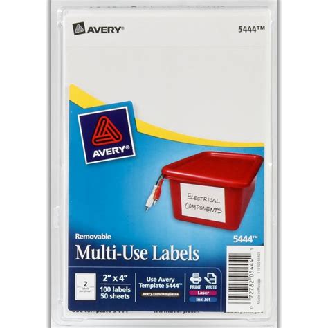 Avery Label White Printwrite 4 In X 2 In S6432 5444