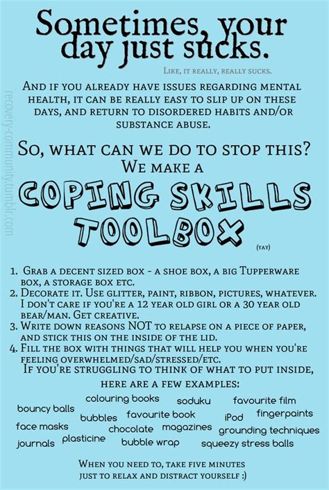 Mental Health Coping Skills Worksheet For Teens