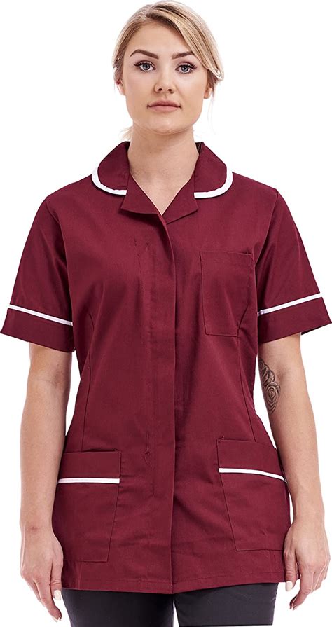 Nurses Healthcare Tunic Round Collar Uniform Maid Housekeeper