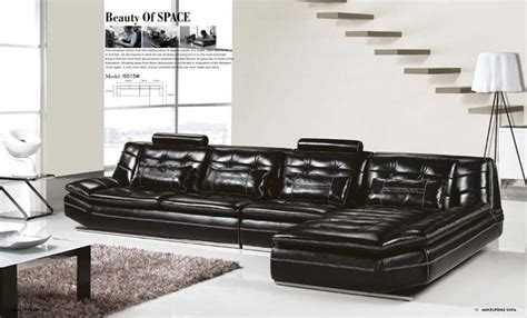 Black Leather Sofa Set For Grandiose Appeal In Your Living Space