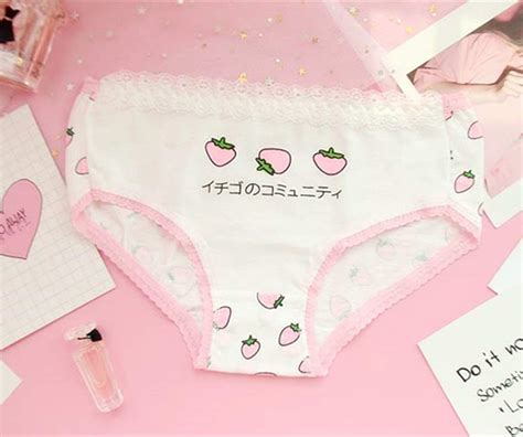 Yomorio Cute Lace Strawberry Panties Womens Anime Underwear Soft Low Waist Cotton Panty For