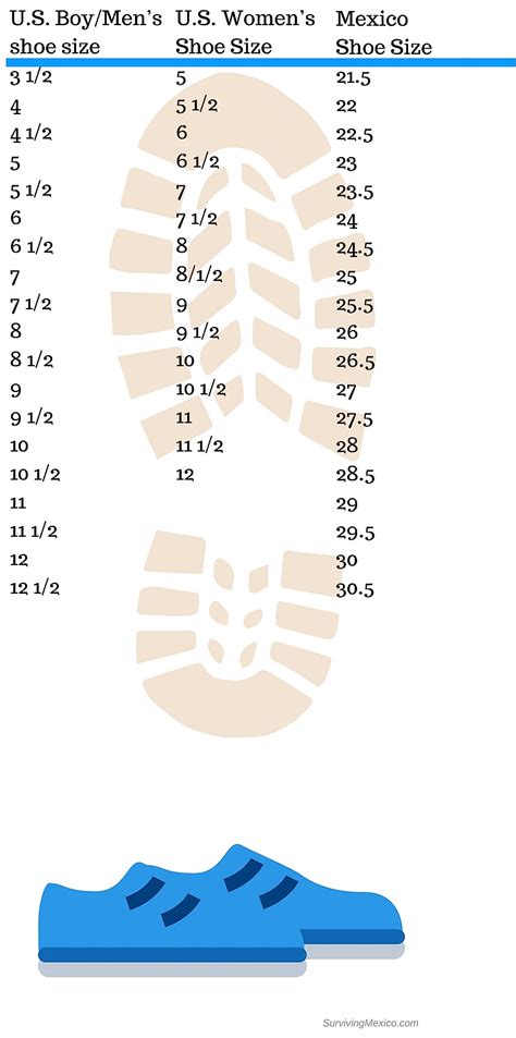 Mexican Us Shoe Size Chart