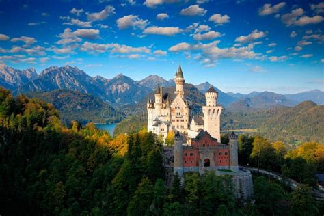 Famous Fairy Tale Castle In Bavaria Neuschwanstein Germany Morning
