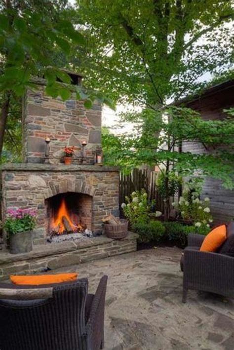 Nice 35 Relaxing Outdoor Fireplaces For Your Patio Or Backyard