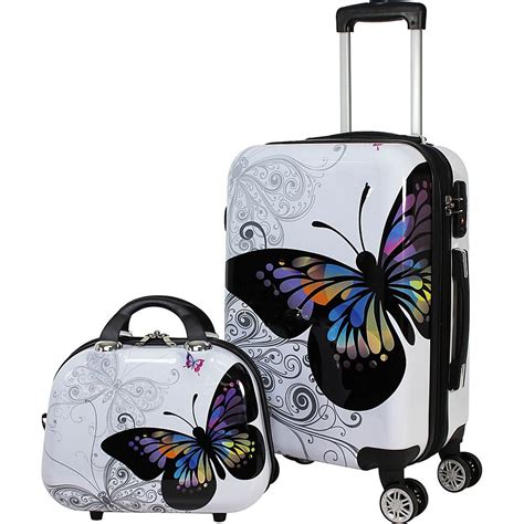 Butterfly 2 Piece Hardside Carry On Spinner Luggage Set Luggage Sets
