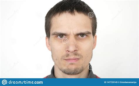Angry Man With Evil Eyes Serious Dramatic Expression Closeup On A