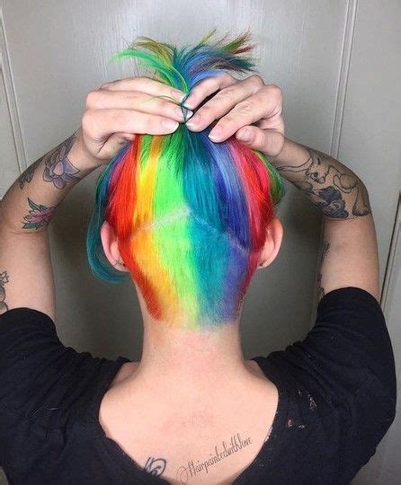 Undercut With Rainbow Hair Coloring Hair Rainbow Hair Hair Color