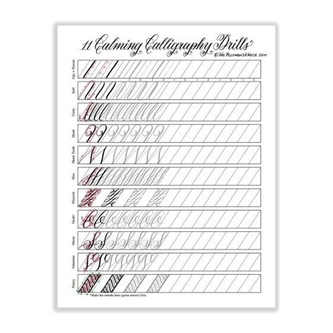 11 Calming Calligraphy Drills Printable Learn Calligraphy Lettering