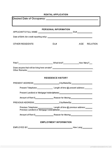 Duration of employee in your organization. Sample Printable tenant rental application Form ...