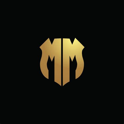 Mm Logo Monogram With Gold Colors And Shield Shape Design Template