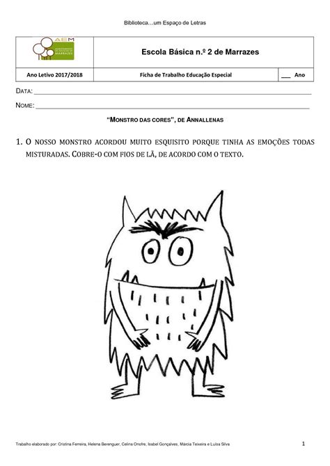 Calaméo Projeto Biblioteca O Monstro Das Cores Caderno Atividades