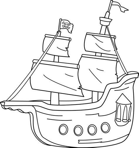Pirate Ship Coloring Page Free Clip Art