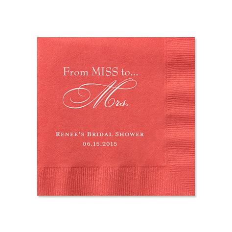 100 Personalized Napkins Bridal Shower From Miss To Mrs Custom Printed