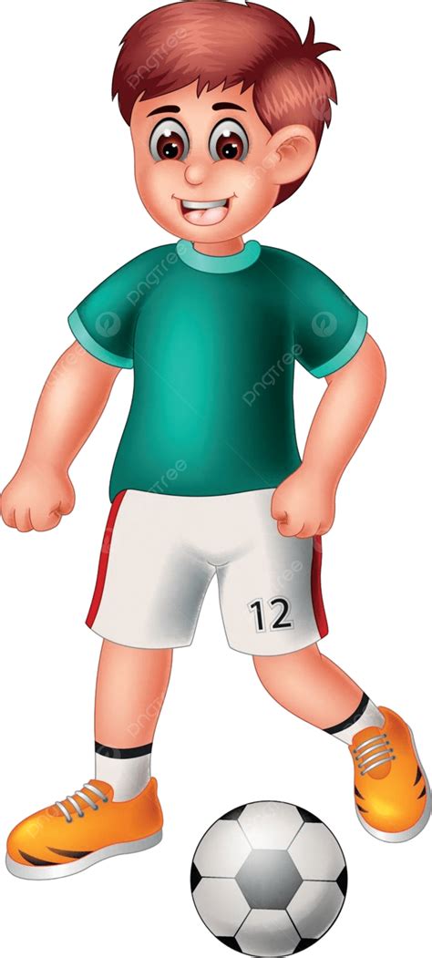 Funny Boy Playing Soccer Football Cartoon Shirt Pant Soccer Vector