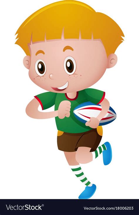 Little Boy Playing Rugby Royalty Free Vector Image Rugby Boys Rugby