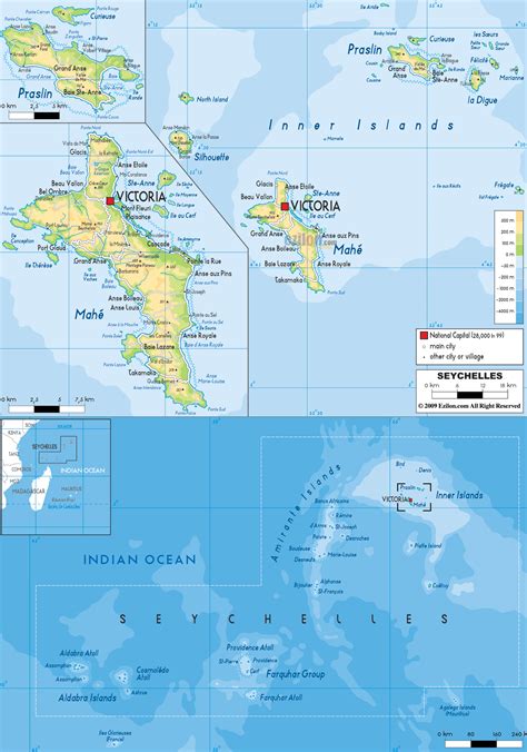 Physical Map Of Seychelles And Seychellois Physical Map