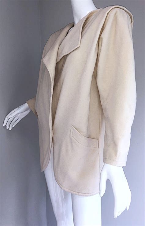 Fabulous Vintage Emanuel Ungaro 1980s Avant Garde Ivory Wool 80s Cocoon