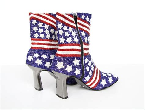 Fully Beaded Boots Stars And Stripes American Flag
