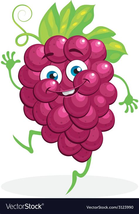 Cute Grapes On A White Background Character Vector Image