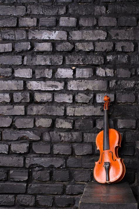 Violin On Brick Wall Background For Text Music Stock Image Image Of