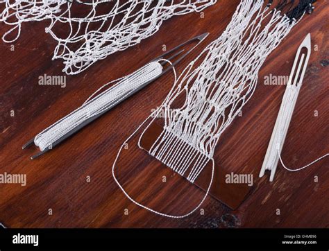 Weaving Fishing Nets Handmade Crafts At Home Stock Photo Alamy