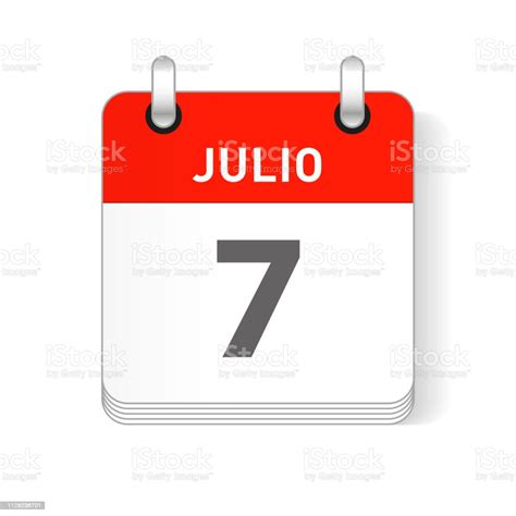 Julio 7 July 7 Calendar Date Design Stock Illustration Download Image Now 2018 2019 2020