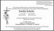 Traueranzeigen von Emilie Scholz | trauer.merkur.de