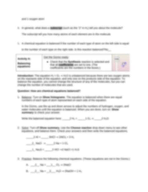 Balancing Chemical Equations Worksheet Answers Gizmo Quizlet Lottie
