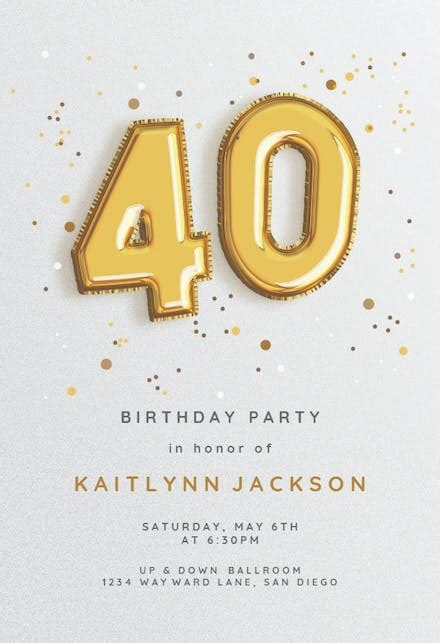 40th Birthday Invitation Templates Free Greetings Island