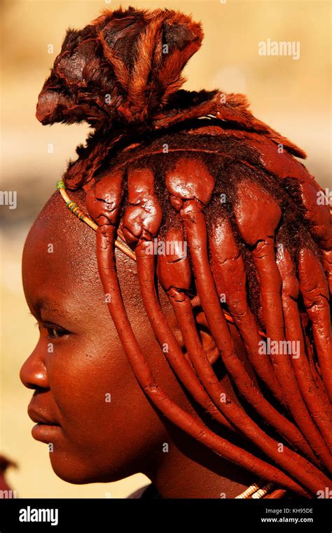 Detail Of A Himba Woman Hair Style At Outjo Town Namibia Stock Photo