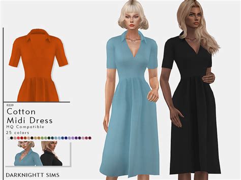 The Sims Resource Cotton Midi Dress