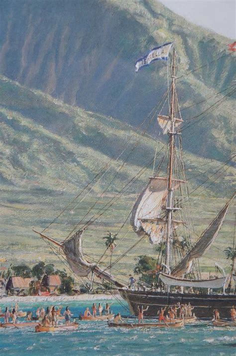 John Stobart Lahaina Lithograph Print Whaling Brig Isabella 1865 Harbor