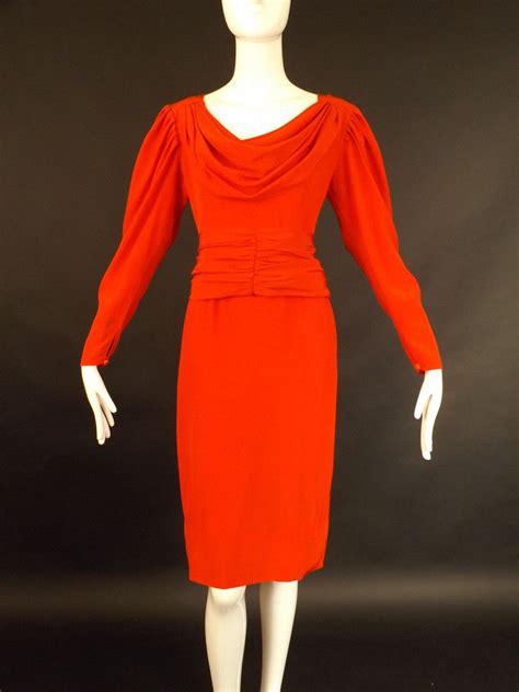 Emanuel Ungaro 1990s Red Silk Dress Size 8 Red Silk Dress Couture
