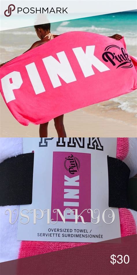 Victorias Secret Pink Boyfriend Beach Towel Oversized Logo Towel In Pink