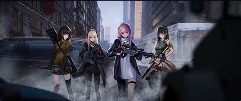 Download On Street Grils Frontline Anime Girls With Gun 2560x1080