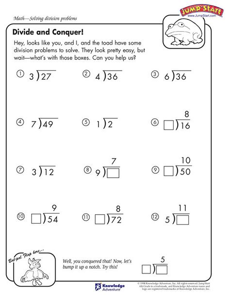 Ixl offers hundreds of third grade math skills to explore and learn! Help mister toad solve these division problems! | Printable Math Sheets | Pinterest | Division ...