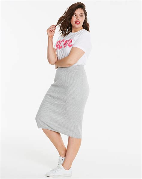 Ribbed Knitted Tube Skirt Simply Be