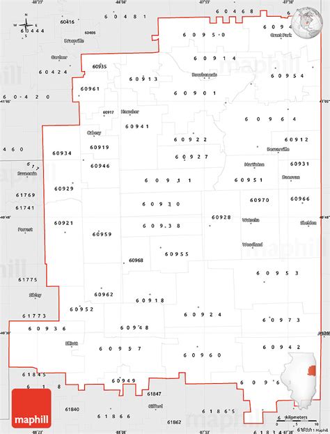 Silver Style Simple Map Of Zip Codes Starting With 609