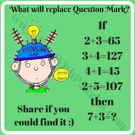 Solve this best logic math puzzle. Mathematics Logic Brain Cracking Problems with Answers ...