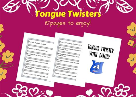 15 Pages Of Printable Tongue Twisters For Kids Etsy